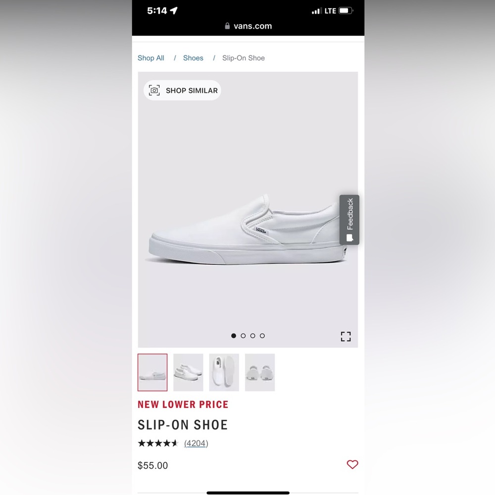 NWT White Vans Original Slip On Sneaker.    Men’s 8/ Women’s 9.5